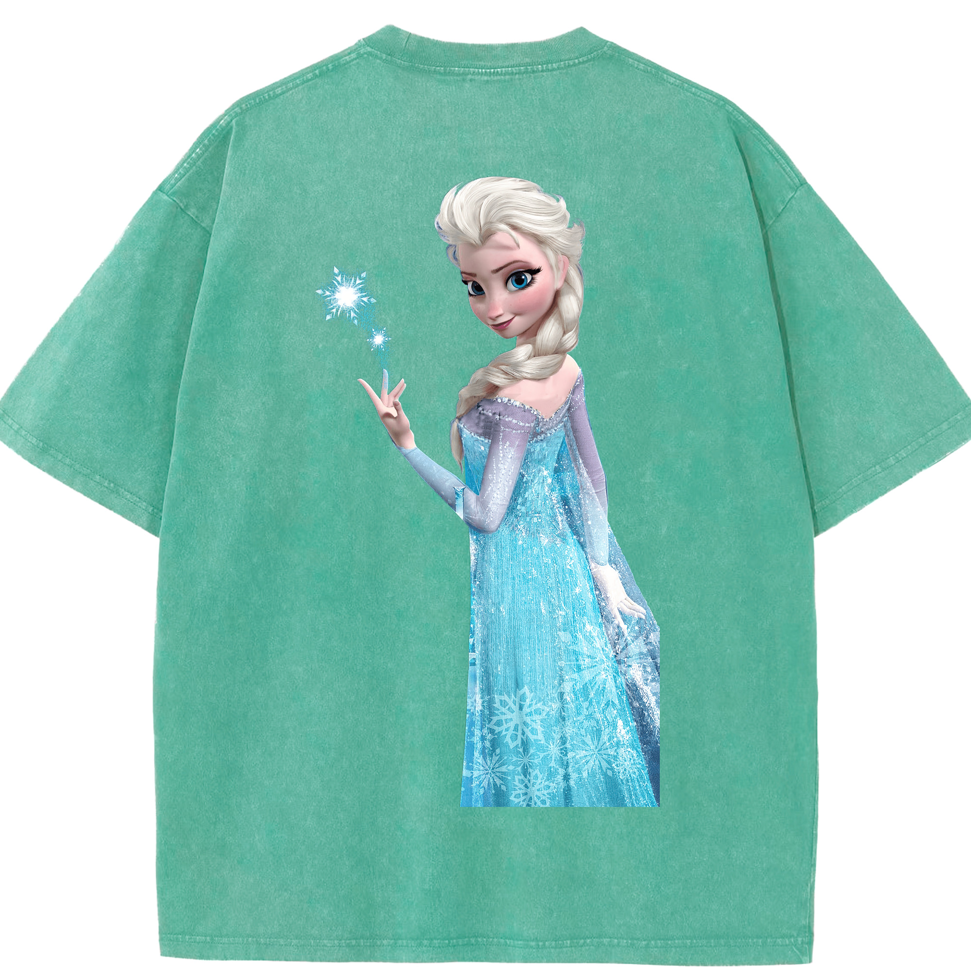 （画像用） アナと雪の女王 アンナ エルサ Frozen Anna Elsa 綿100% ヴィンテージ風 半袖Tシャツ（背面プリント）